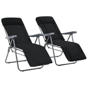 vidaXL Folding Chairs with Cushions 2 pcs Black