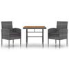 vidaXL 3 Piece Outdoor Dining Set Poly Rattan Grey