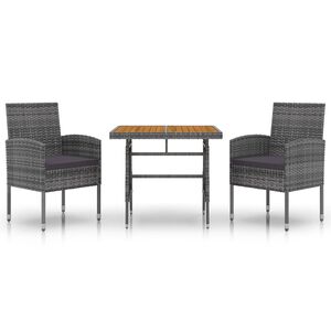 vidaXL 3 Piece Outdoor Dining Set Poly Rattan Grey