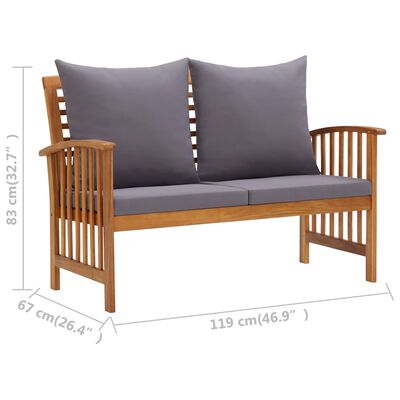 vidaXL Garden Bench with Cushions 119 cm Solid Acacia Wood,  vidaXL Garden Bench with Cushions 119 cm Solid Acacia Wood
