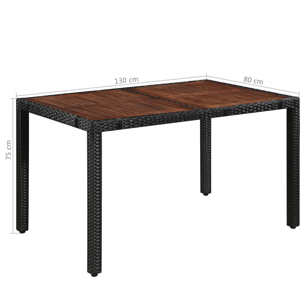 vidaXL 7 Piece Outdoor Dining Set Poly Rattan and Acacia Wood Black