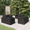 vidaXL 8 Piece Garden Lounge Set with Cushions Poly Rattan Black