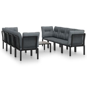vidaXL 9 Piece Garden Lounge Set Black and Grey Poly Rattan