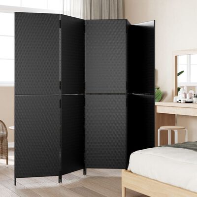 vidaXL Room Divider 5 Panels Black Poly Rattan, black vidaXL Room Divider 5 Panels Black Poly Rattan