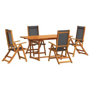 vidaXL 5 Piece Garden Dining Set Solid Wood Acacia and Textilene