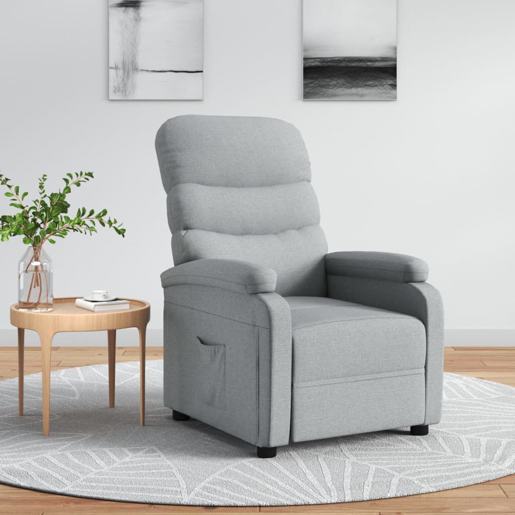 vidaXL Recliner Chair Light Grey Fabric