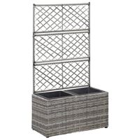 vidaXL Trellis Raised Bed with 2 Pots 58x30x107 cm Poly Rattan Grey, grey vidaXL Trellis Raised Bed with 2 Pots 58x30x107 cm Poly Rattan Grey