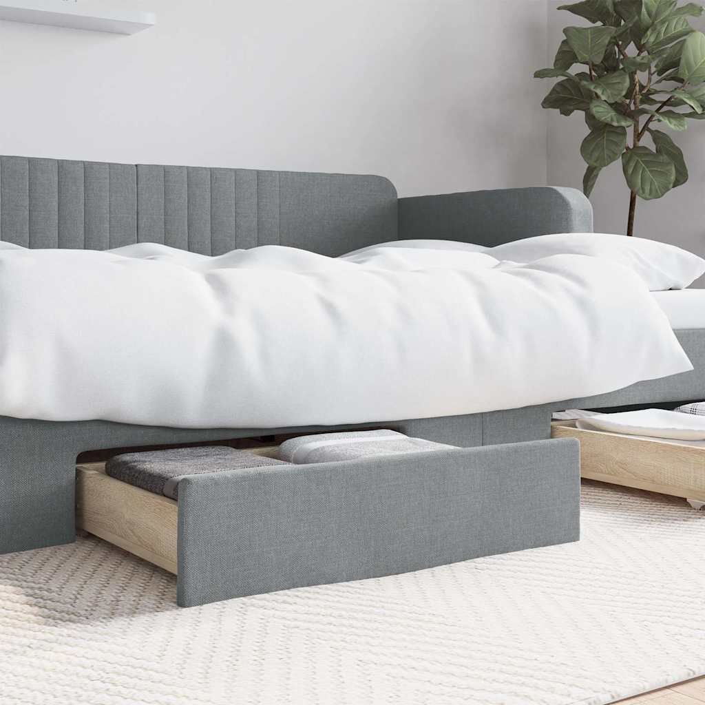 vidaXL Bed Drawers 2 pcs Light Grey Engineered Wood and Fabric