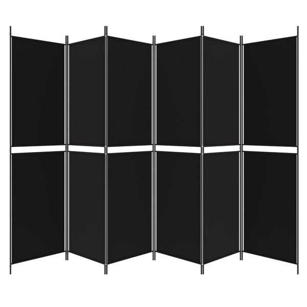 vidaXL 6-Panel Room Divider Black 300x200 cm Fabric