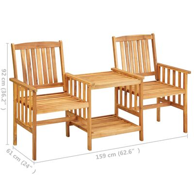 vidaXL Garden Chairs with Tea Table 159x61x92 cm Solid Acacia Wood,  vidaXL Garden Chairs with Tea Table 159x61x92 cm Solid Acacia Wood