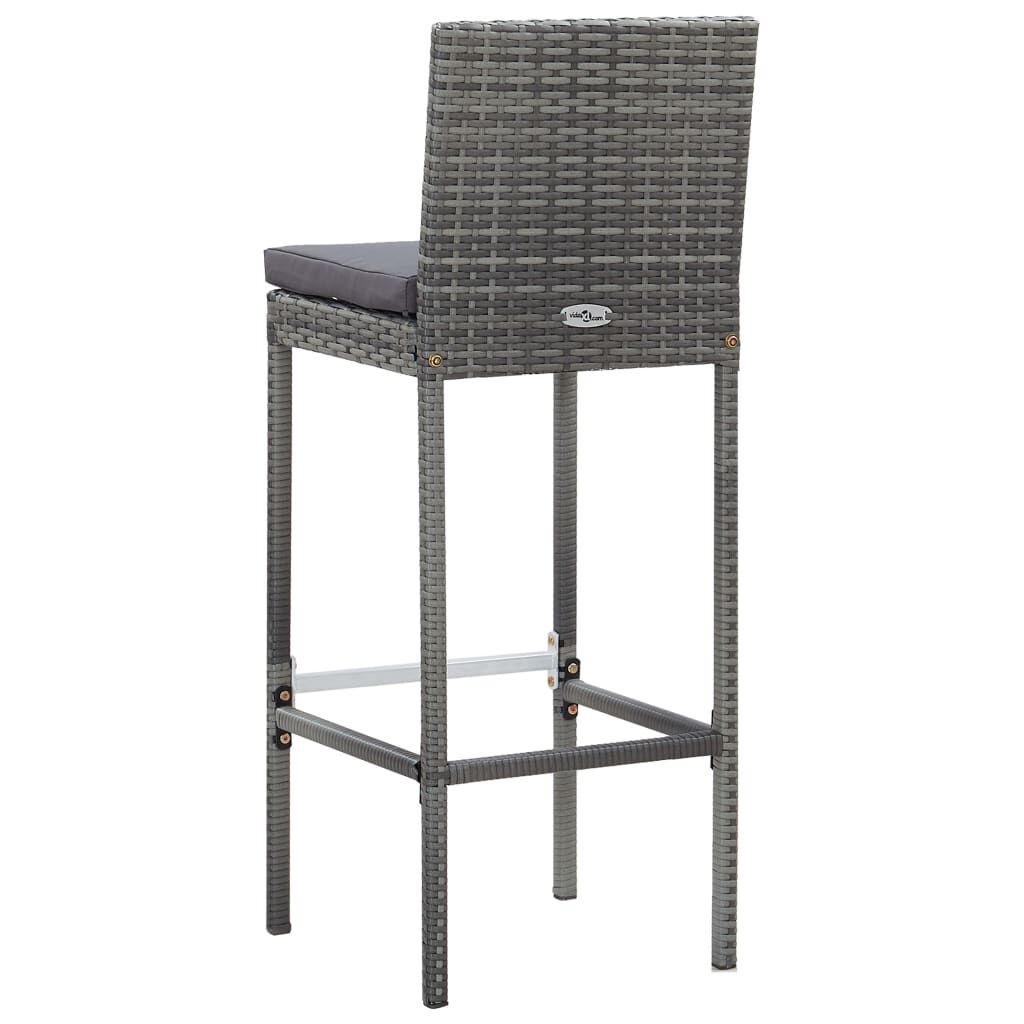 vidaXL 7 Piece Outdoor Bar Set with Cushions Poly Rattan Grey