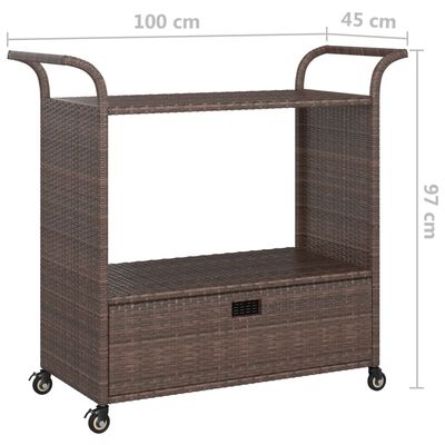 vidaXL Bar Cart with Drawer Brown 100x45x97 cm Poly Rattan, brown vidaXL Bar Cart with Drawer Brown 100x45x97 cm Poly Rattan