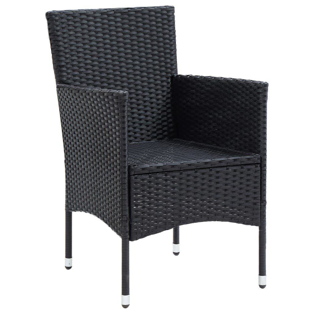 vidaXL 3 Piece Garden Dining Set with Cushions Poly Rattan Black