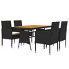 vidaXL 5 Piece Outdoor Dining Set Poly Rattan Black