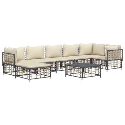 vidaXL 8 Piece Garden Lounge Set with Cushions Anthracite Poly Rattan,  vidaXL 8 Piece Garden Lounge Set with Cushions Anthracite Poly Rattan
