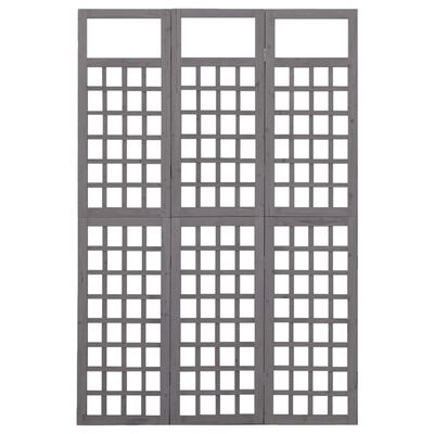 vidaXL 3-Panel Room Divider/Trellis Solid Fir Wood Grey 121x180 cm, grey vidaXL 3-Panel Room Divider/Trellis Solid Fir Wood Grey 121x180 cm