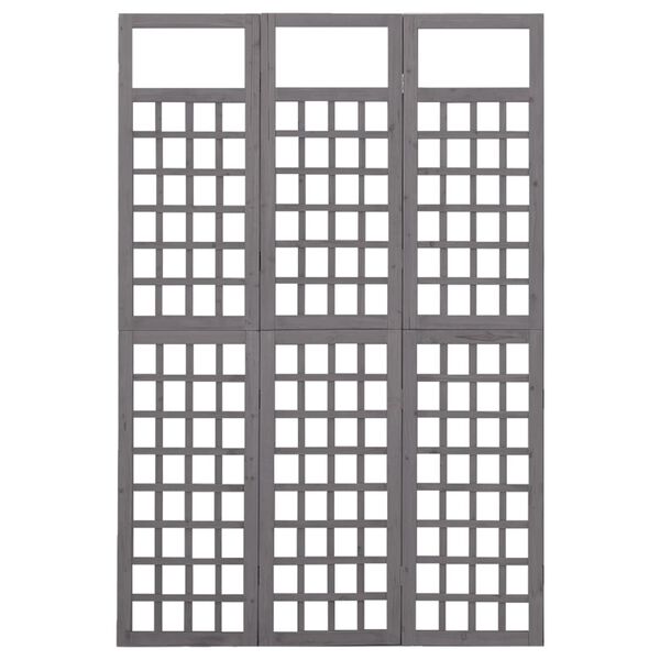 vidaXL 3-Panel Room Divider/Trellis Solid Fir Wood Grey 121x180 cm