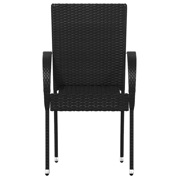 vidaXL Stackable Outdoor Chairs 2 pcs Poly Rattan Black