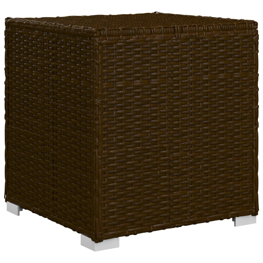 vidaXL Sun Lounger with Cushion and Tea Table Poly Rattan Brown
