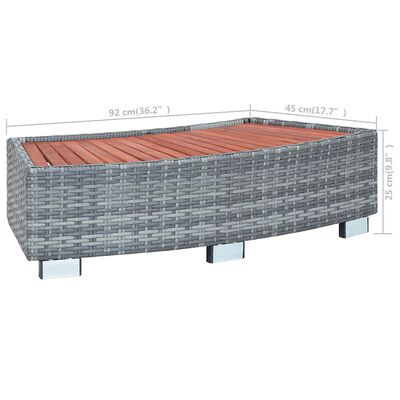 vidaXL Spa Step Grey Poly Rattan 92x45x25 cm, grey vidaXL Spa Step Grey Poly Rattan 92x45x25 cm