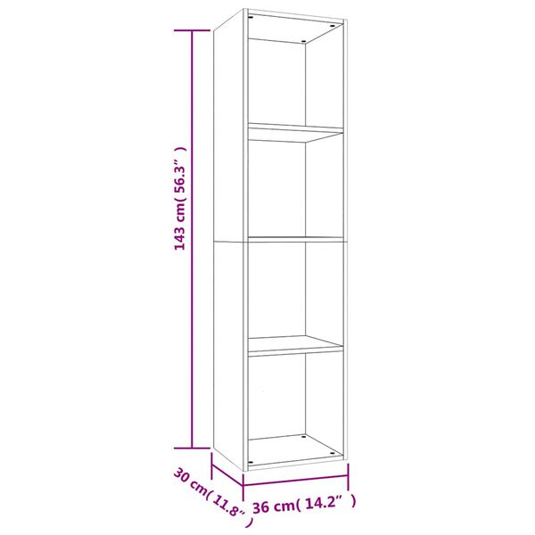 vidaXL Book Cabinet/TV Cabinet Sonoma Oak 36x30x143 cm Engineered Wood