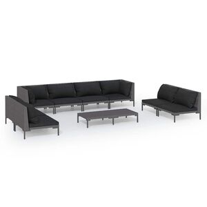 vidaXL 9 Piece Garden Lounge Set with Cushions Poly Rattan Dark Grey