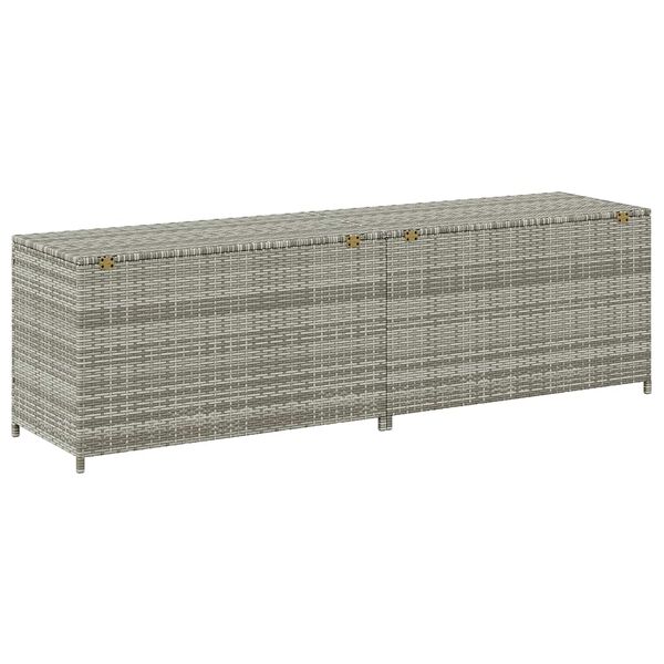 vidaXL Garden Storage Box Poly Rattan 200x50x60 cm Grey