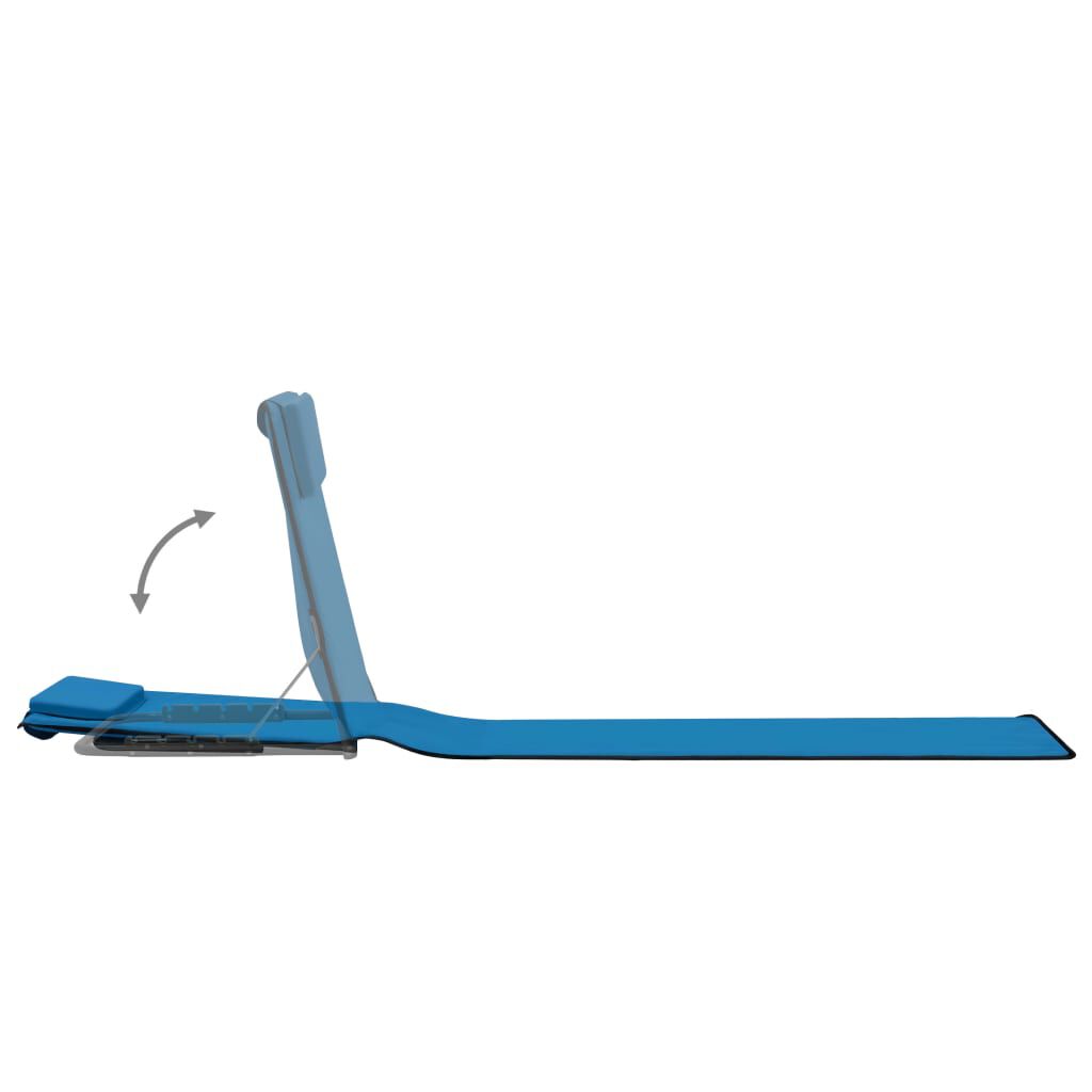 vidaXL Folding Beach Mats 2 pcs Steel and Fabric Blue