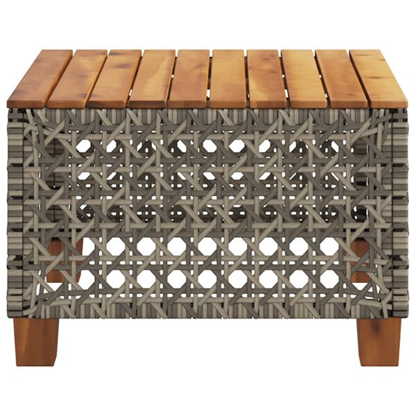 vidaXL Garden Table Grey 55x55x36 cm Poly Rattan Acacia Wood