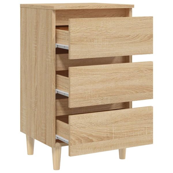 vidaXL Bed Cabinets & Solid Wood Legs 2 pcs Sonoma Oak 40x35x69 cm