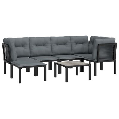 vidaXL 7 Piece Garden Lounge Set Black and Grey Poly Rattan,  vidaXL 7 Piece Garden Lounge Set Black and Grey Poly Rattan
