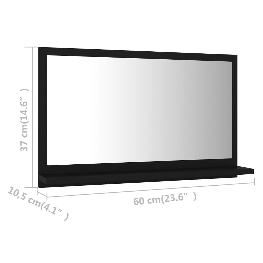 vidaXL Bathroom Mirror Black 60x10.5x37 cm Engineered Wood
