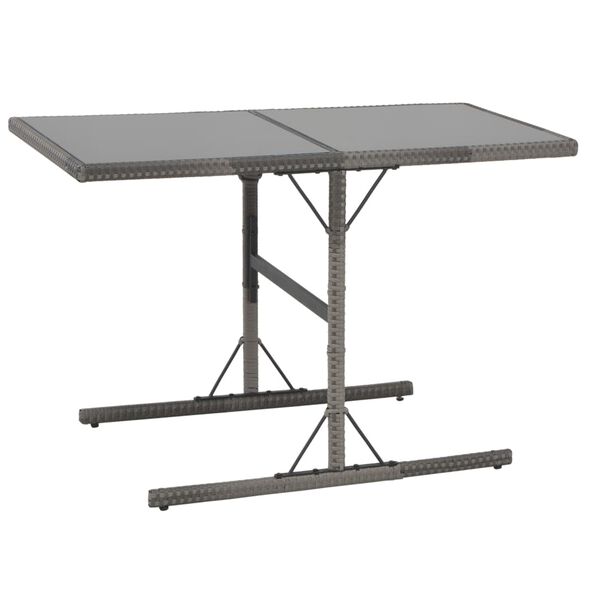 vidaXL 7 Piece Outdoor Dining Set with Cushions Poly Rattan Grey