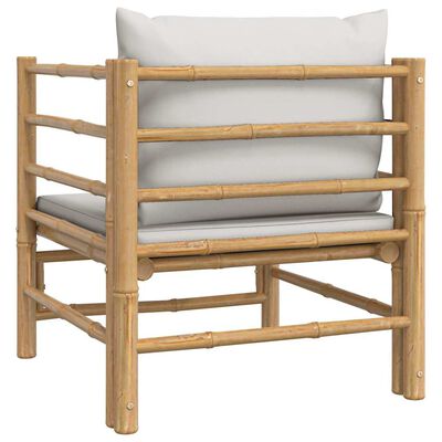 vidaXL Garden Sofa with Light Grey Cushions Bamboo, light grey vidaXL Garden Sofa with Light Grey Cushions Bamboo