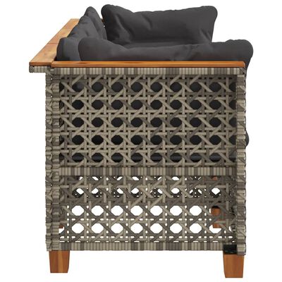 vidaXL Garden Sofa with Cushions 3-Seater Grey Poly Rattan, grey vidaXL Garden Sofa with Cushions 3-Seater Grey Poly Rattan