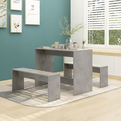 vidaXL 3 Piece Dining Set Concrete Grey Engineered Wood, concrete grey vidaXL 3 Piece Dining Set Concrete Grey Engineered Wood