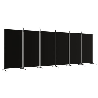 vidaXL 6-Panel Room Divider Black 520x180 cm Fabric