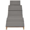 vidaXL Folding Sun Lounger with Dark Grey Cushion Solid Teak Wood