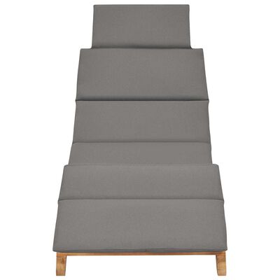 vidaXL Folding Sun Lounger with Dark Grey Cushion Solid Teak Wood, grey vidaXL Folding Sun Lounger with Dark Grey Cushion Solid Teak Wood