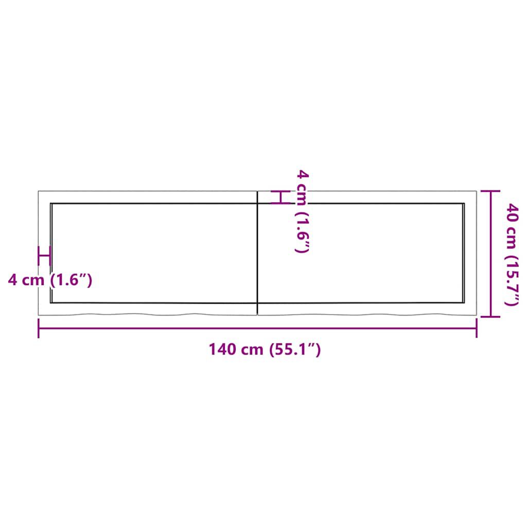 vidaXL Table Top Light Brown 140x40x(2-4) cm Treated Solid Wood Oak