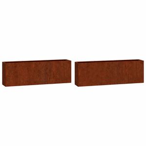 vidaXL Wall Planters 2 pcs Rusty Corten Steel 53x10x17 cm