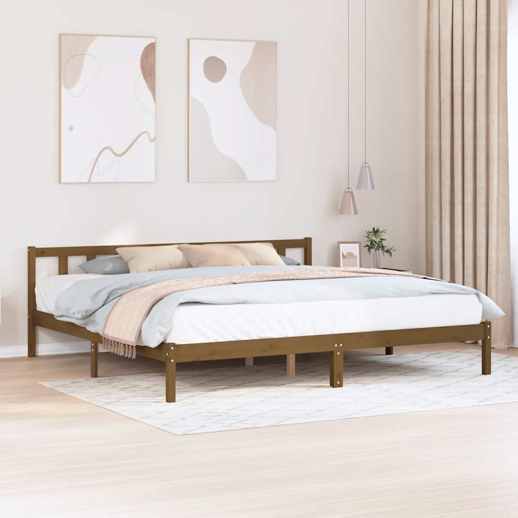 vidaXL Bed Frame without Mattress Honey Brown Solid Wood 200x200 cm