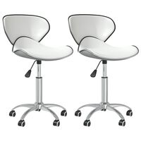 vidaXL Swivel Dining Chairs 2 pcs White Faux Leather, white vidaXL Swivel Dining Chairs 2 pcs White Faux Leather