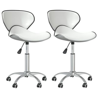 vidaXL Swivel Dining Chairs 2 pcs White Faux Leather, white vidaXL Swivel Dining Chairs 2 pcs White Faux Leather
