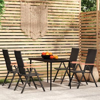 vidaXL 5 Piece Garden Dining Set Black,  vidaXL 5 Piece Garden Dining Set Black