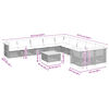 vidaXL 11 Piece Garden Sofa Set with Cushions Grey Poly Rattan