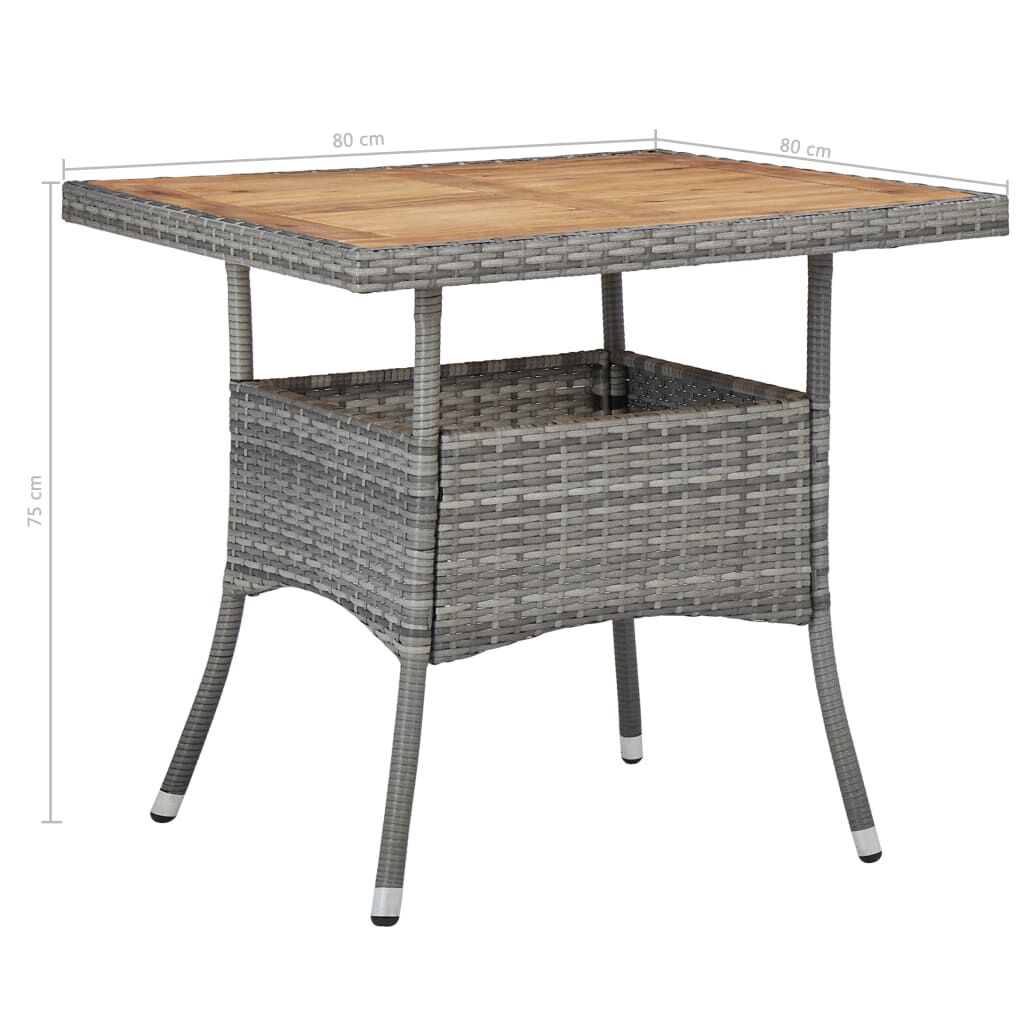 vidaXL 5 Piece Garden Dining Set Grey Poly Rattan and Acacia Wood