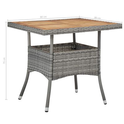 vidaXL 5 Piece Garden Dining Set Grey Poly Rattan and Acacia Wood, grey and brown vidaXL 5 Piece Garden Dining Set Grey Poly Rattan and Acacia Wood