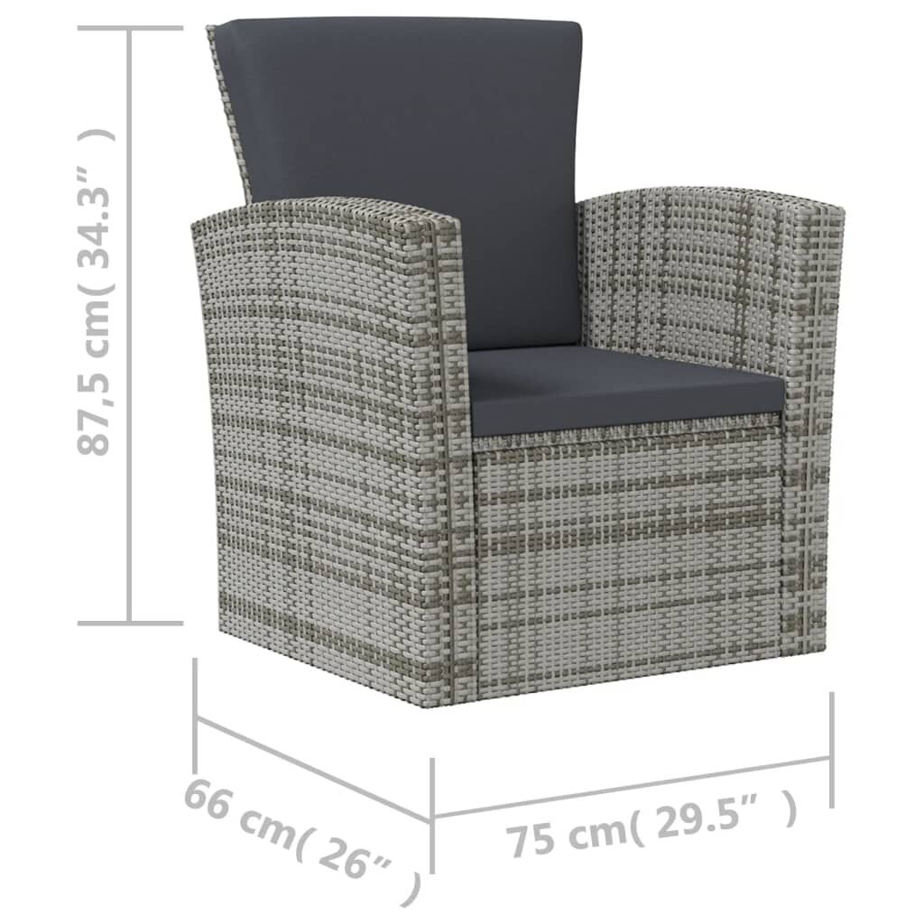 vidaXL 8 Piece Garden Lounge Set with Cushions Poly Rattan Grey