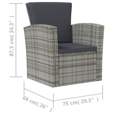 vidaXL 8 Piece Garden Lounge Set with Cushions Poly Rattan Grey, grey vidaXL 8 Piece Garden Lounge Set with Cushions Poly Rattan Grey